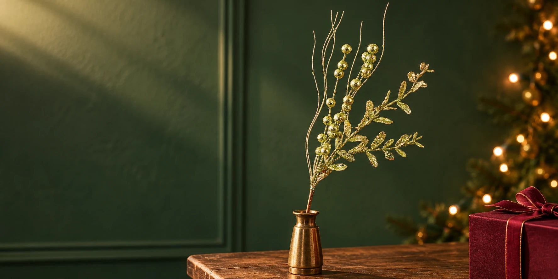 Styled artificial-flower and decoration display for christmas