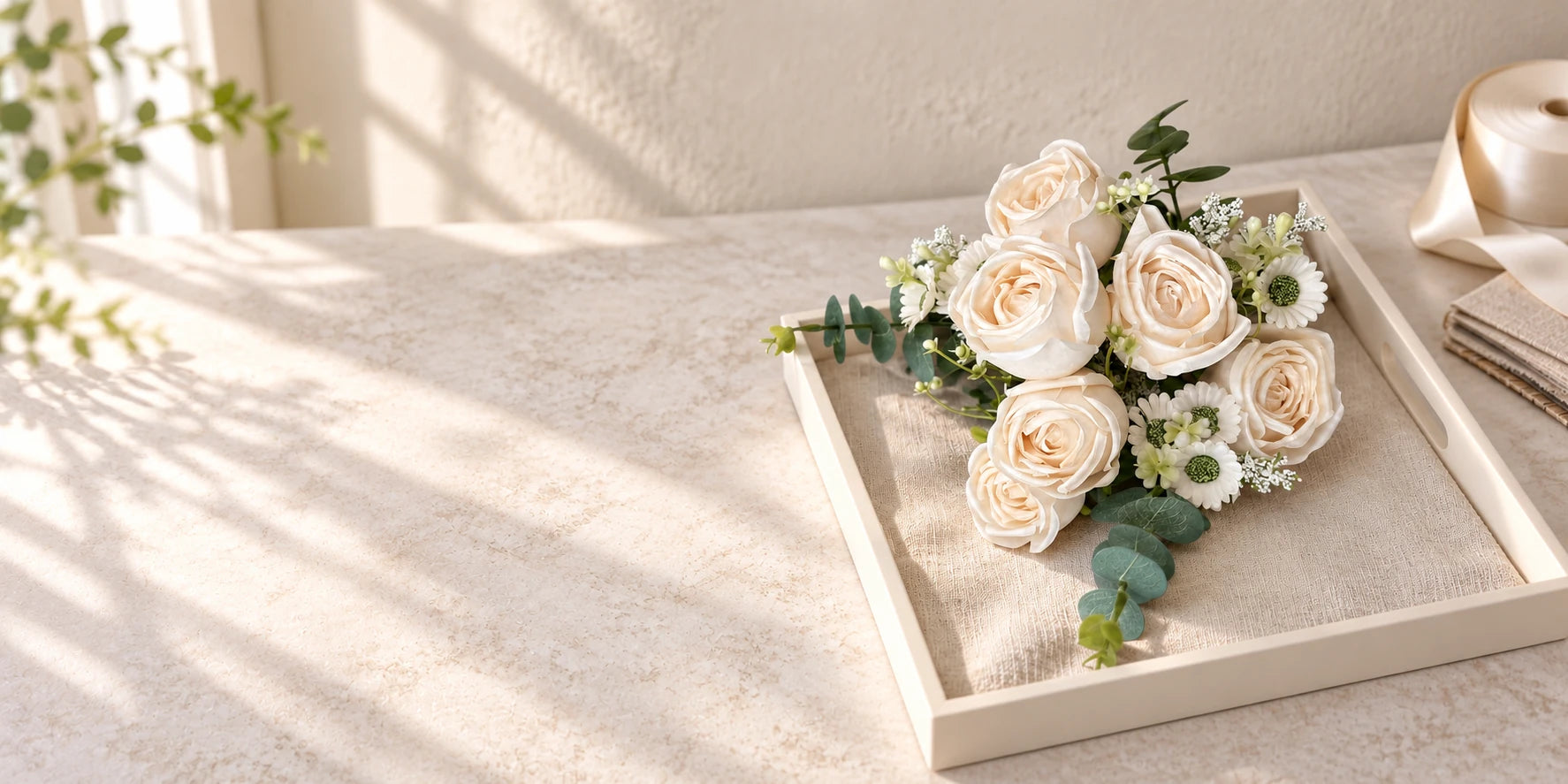 Styled artificial-flower and decoration display for wedding